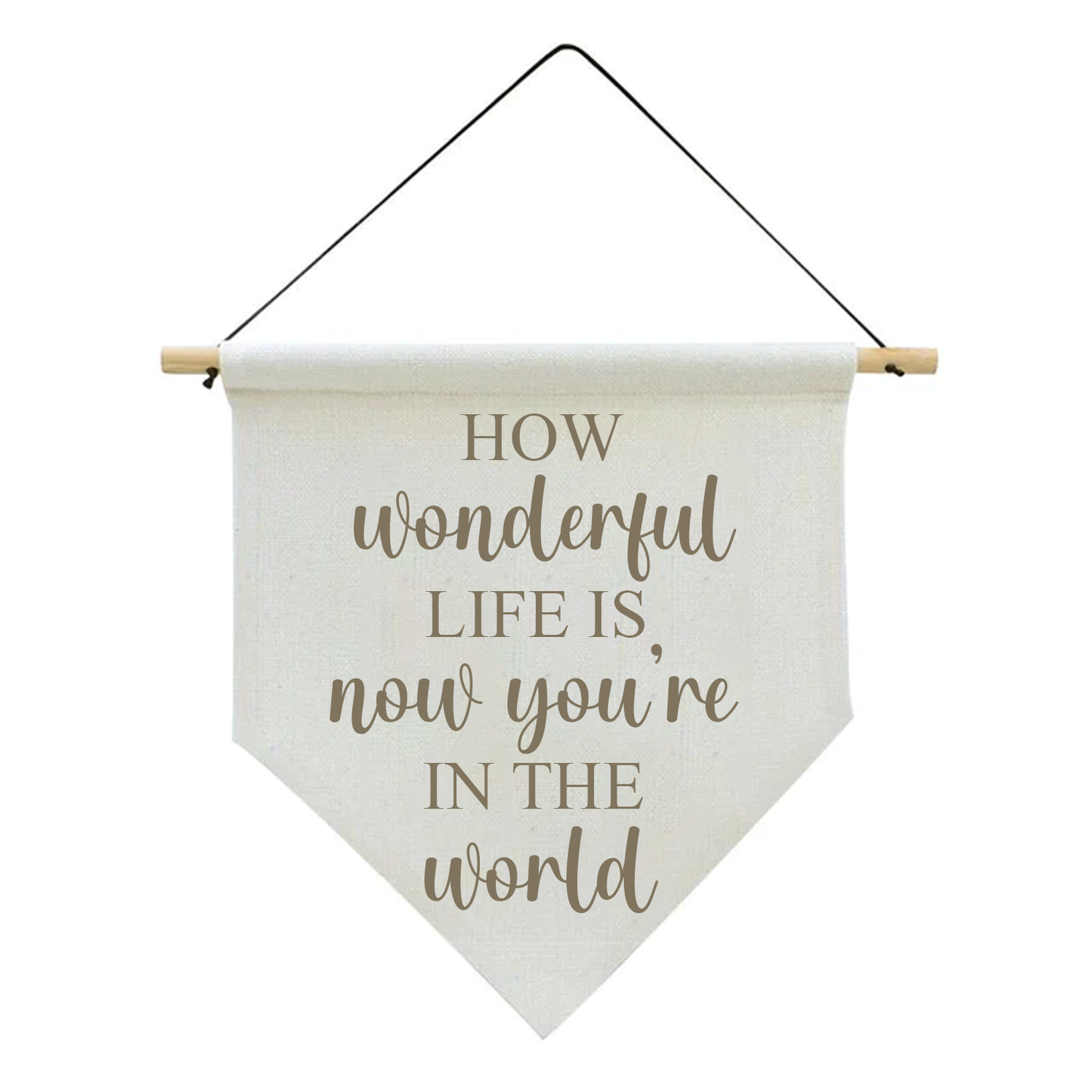 How Wonderful Life Is Now You're In The Word - Linen Flag Nursery/Room Decoration