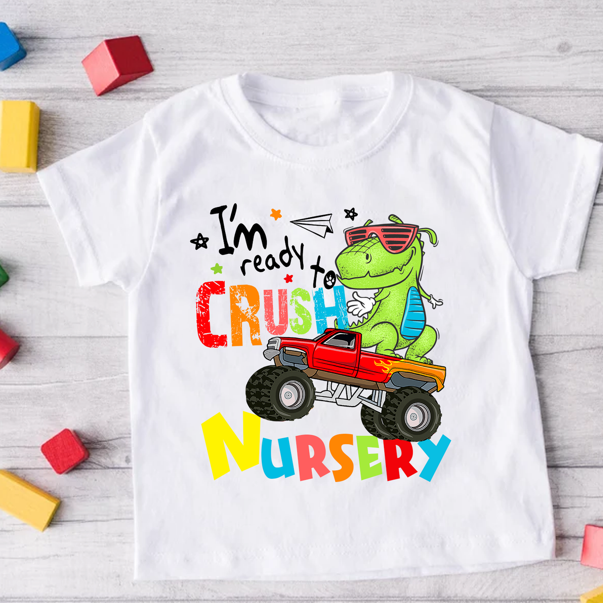 I&#39;m Ready To Crush - Personalised Nursery School Dinosaur White T-Shirt