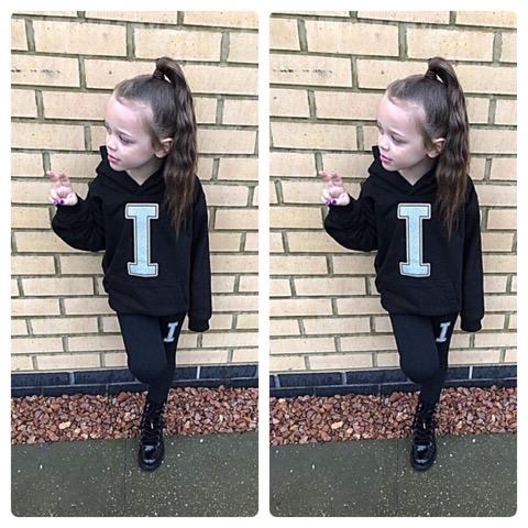 Personalised Black Initial Outfit Isla Lounge Set
