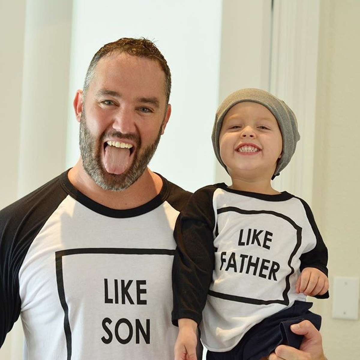 Like Father / Like Son - Matching Black White Baseball T-Shirts