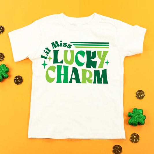 Lil Miss Lucky Charm White T-Shirt - St Patrick's Day