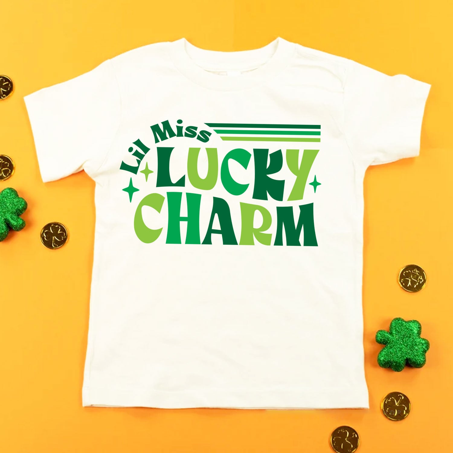 Lil Miss Lucky Charm White T-Shirt - St Patrick's Day