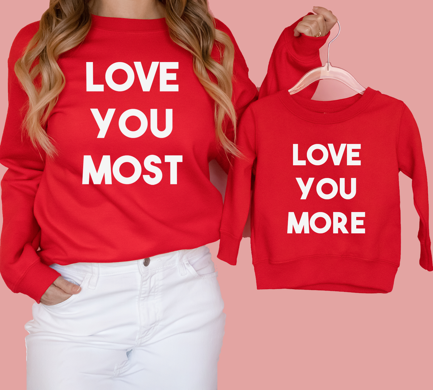 Love You Love You More / Most Red Sweatshirts - Twinning