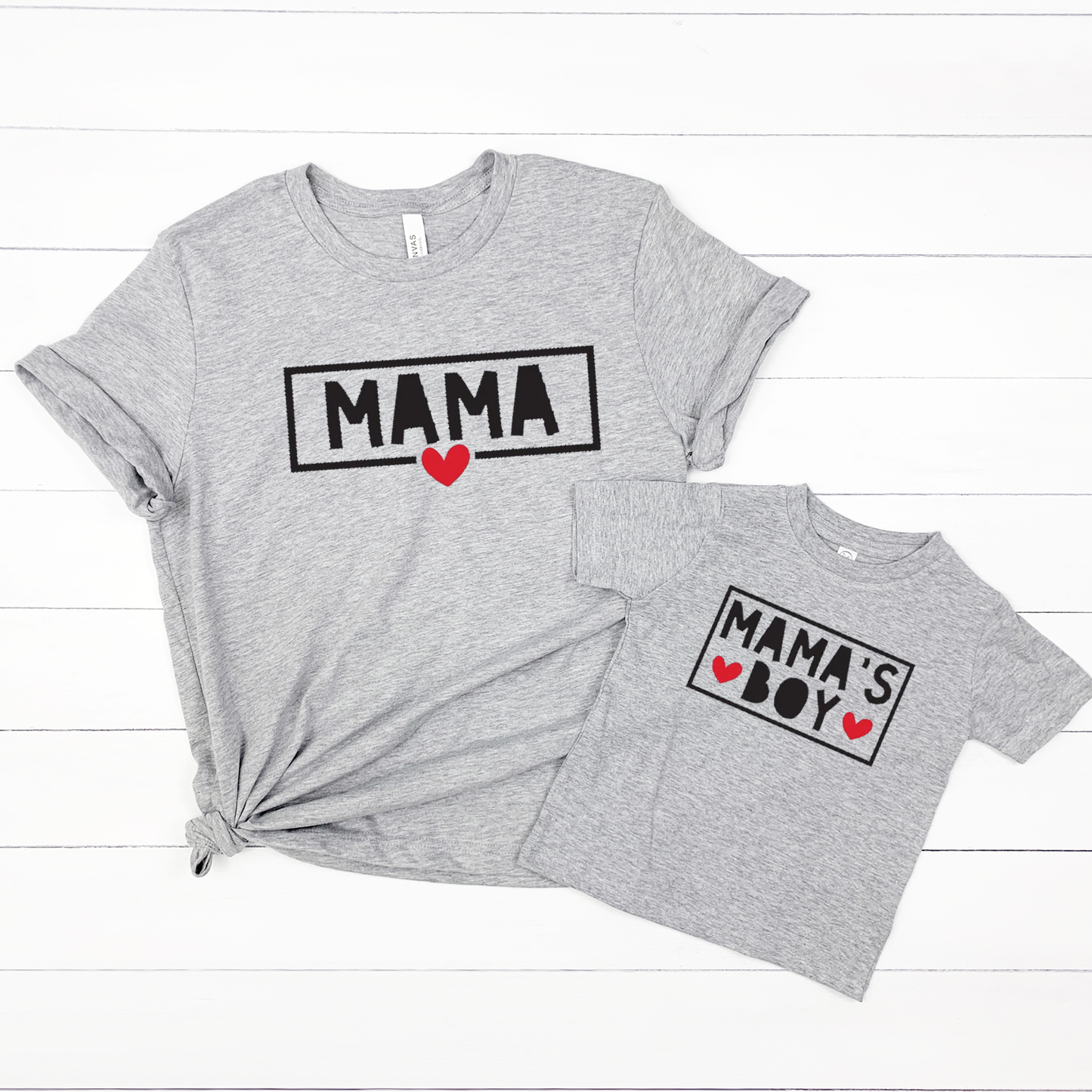 Mama Mama's Boy Valentine Edition - Grey Twinning T-Shirts