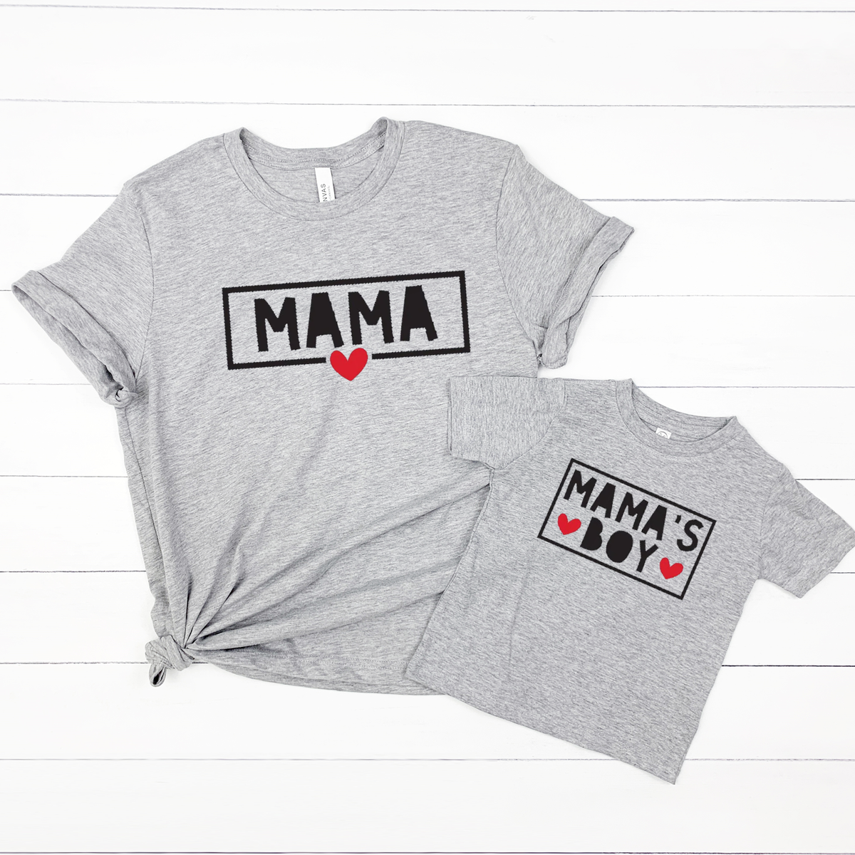 Mama Mama&#39;s Boy Valentine Edition - Grey Twinning T-Shirts