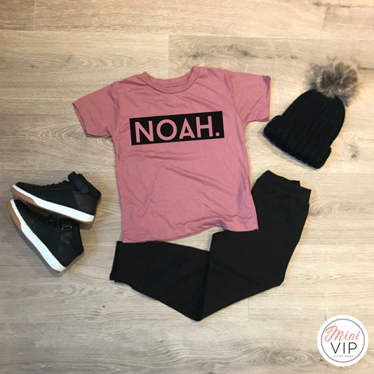 Personalised Mauve Block Black Tracksuit Lounge Set- joggers & t-shirt