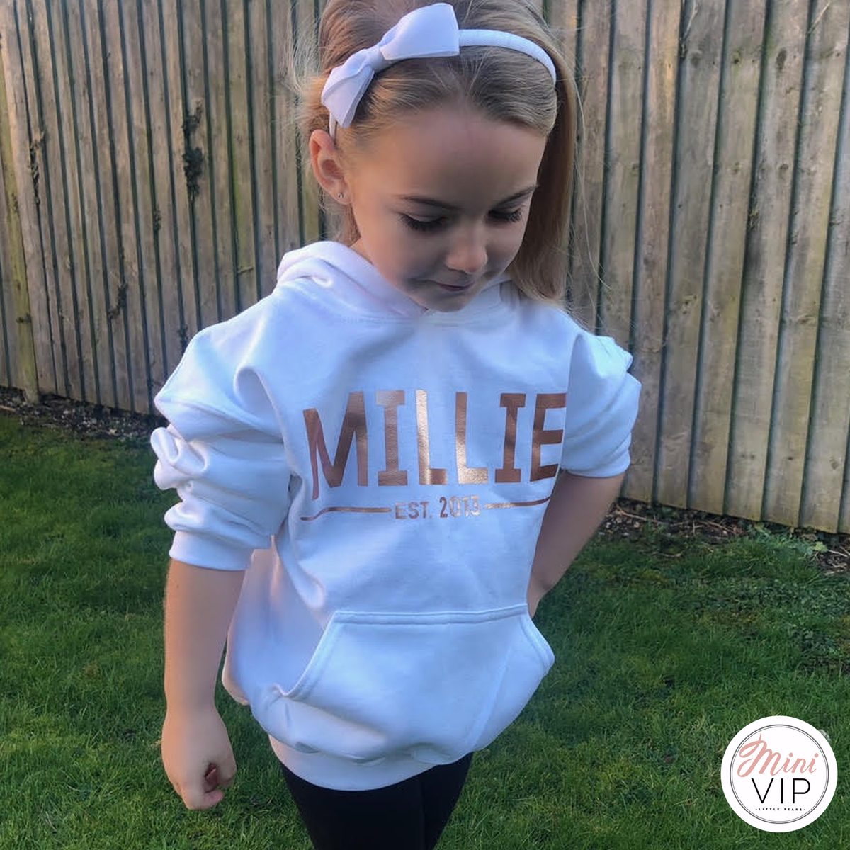 Personalised Est. White Hoodie - Rose Gold