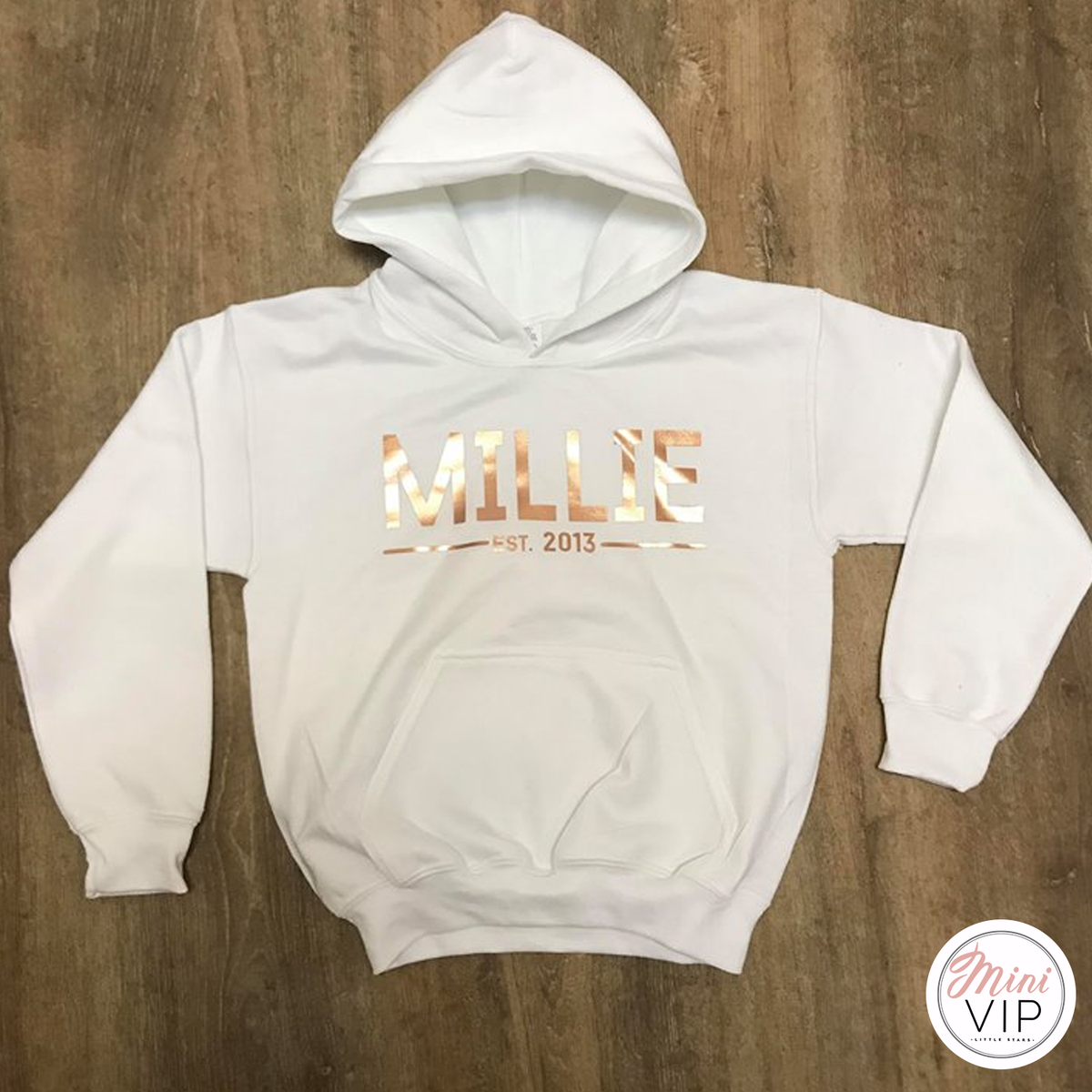 Personalised Est. White Hoodie - Rose Gold