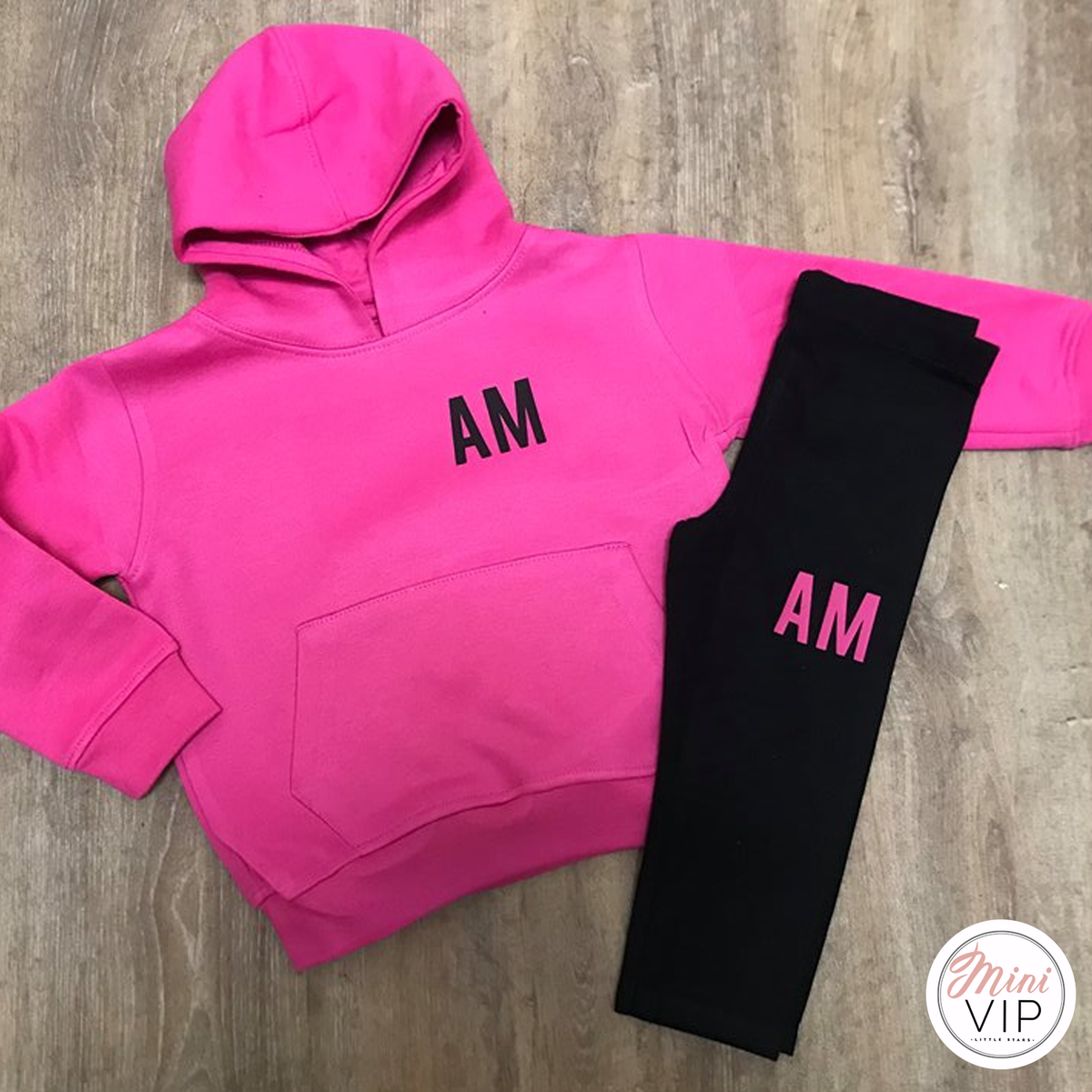 Personalised Black/Pink Initials Outfit Millie Lounge Set