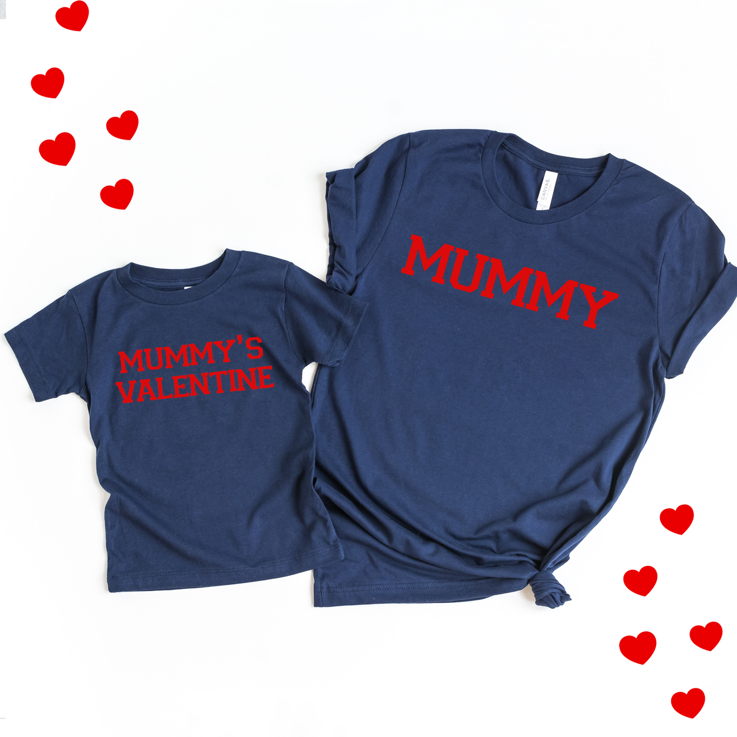 Mummy's Valentine Navy Twinning T-Shirts