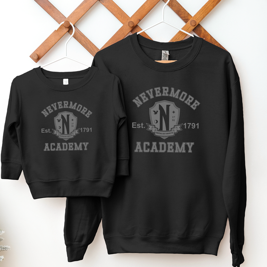 Nevermore Academy Grey Logo - Black Sweatshirt