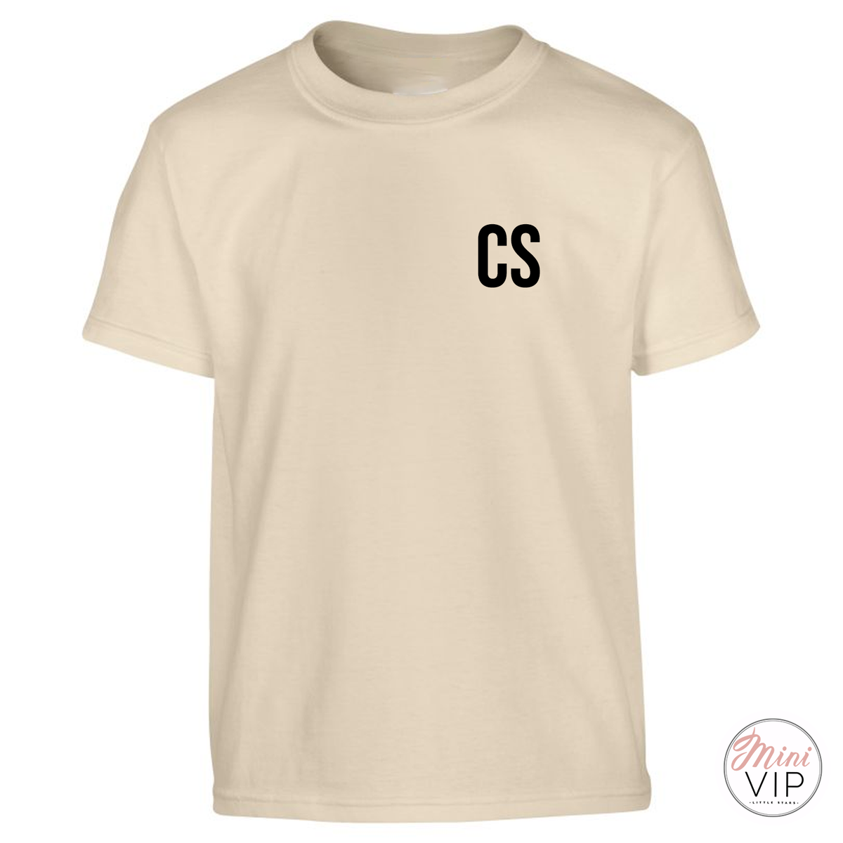 Sand T-Shirt with Black Initials - personalised