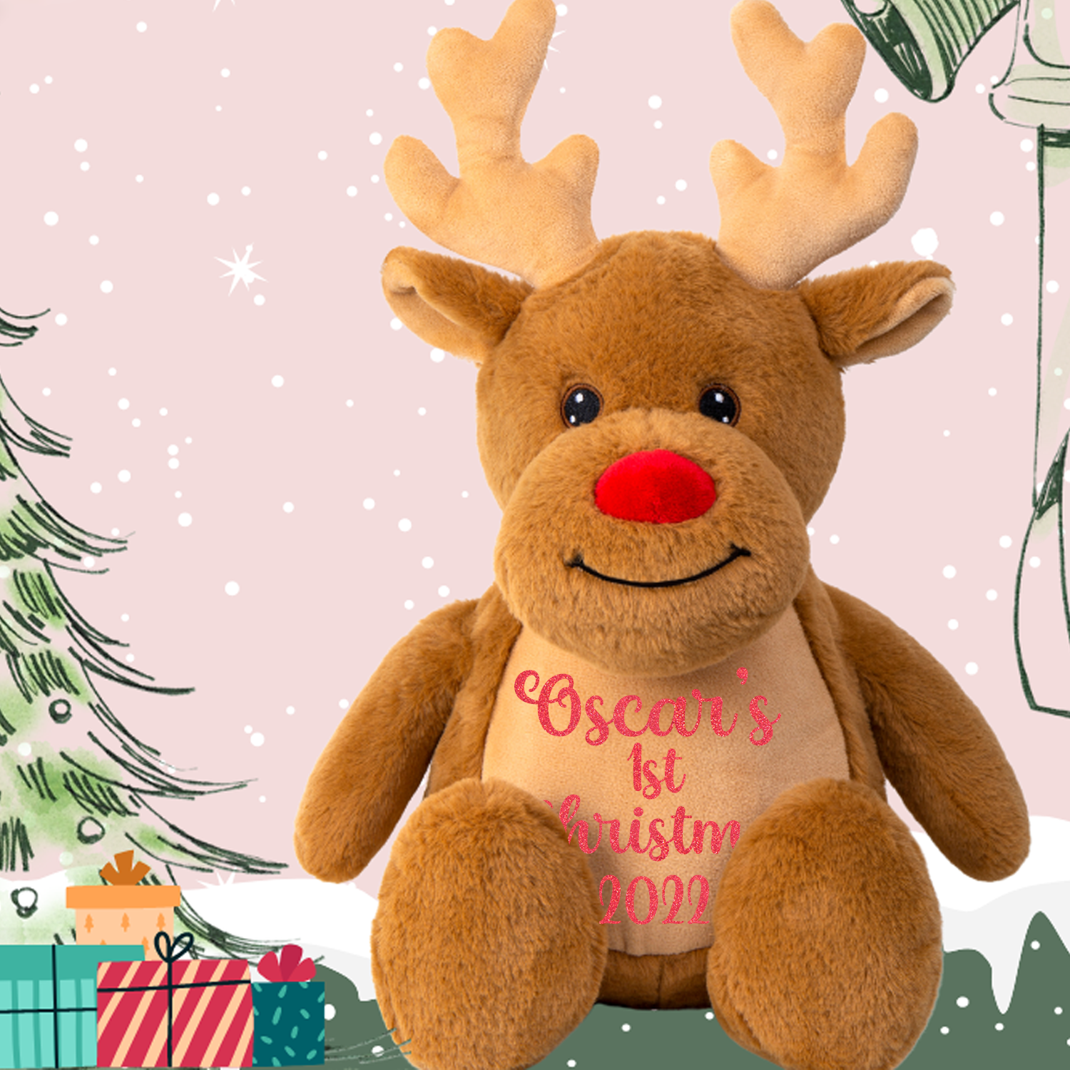 Personalised 1st Christmas Reindeer Teddy ShopMiniVIP