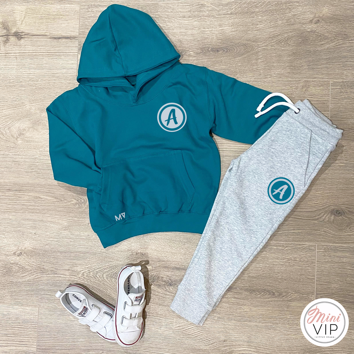 Personalised Initial Grey/Teal Tracksuit Lounge Set