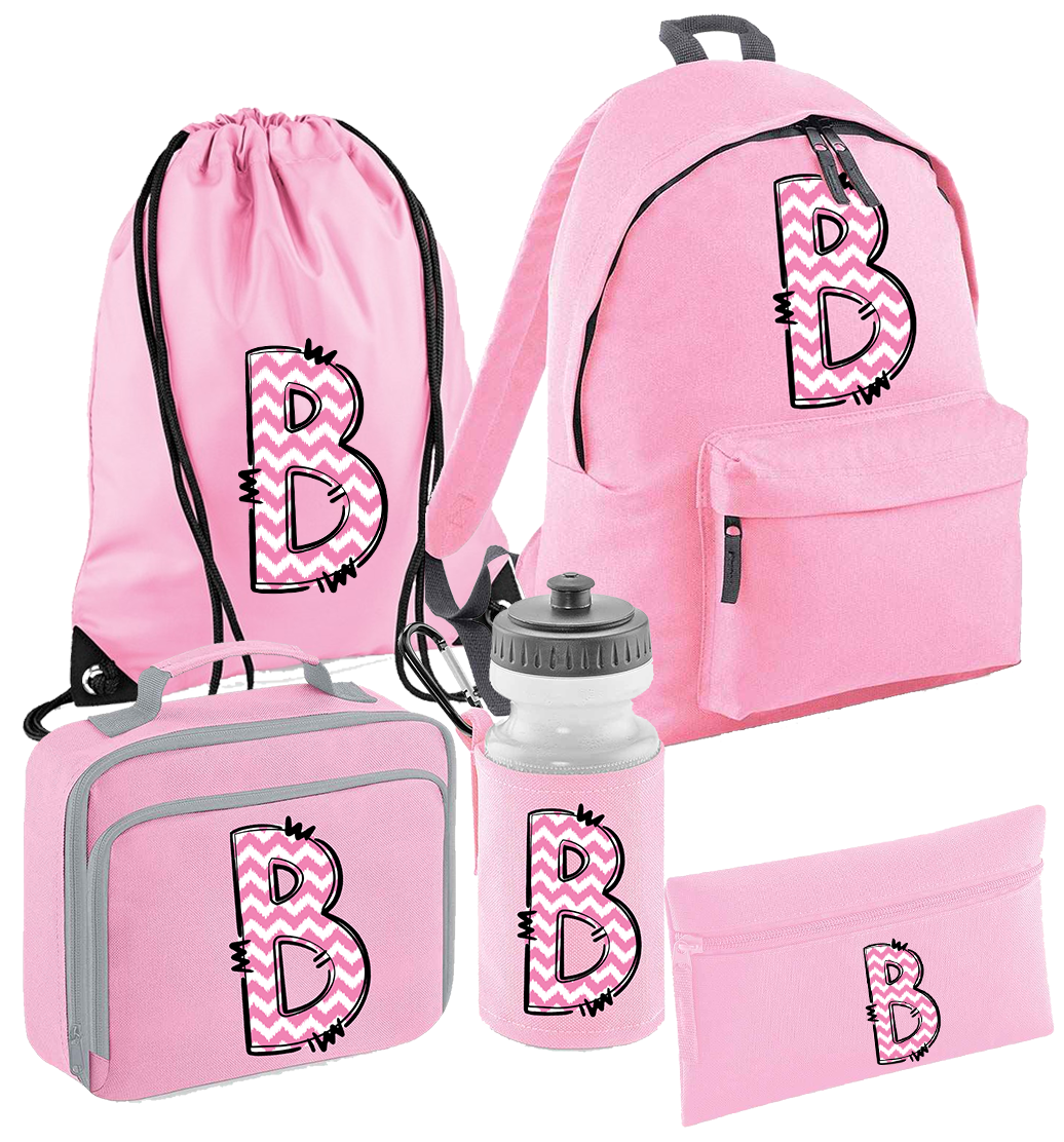 Back to School Pick &amp; White Personalised Initial Set - more options available