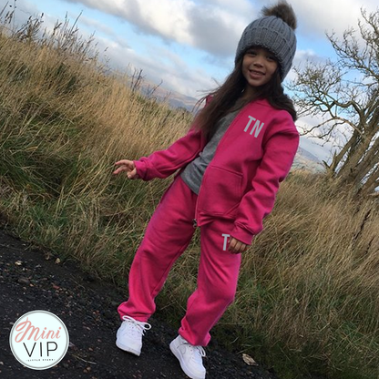 Personalised Initials Pink/Grey Tracksuit Lounge Set