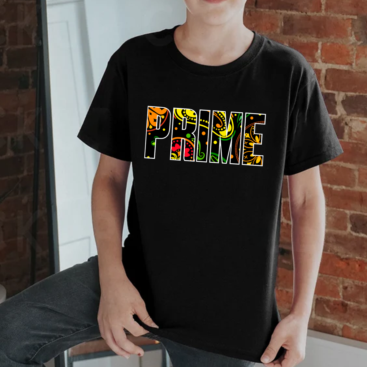 Prime - Tropical Design Black T-Shirt