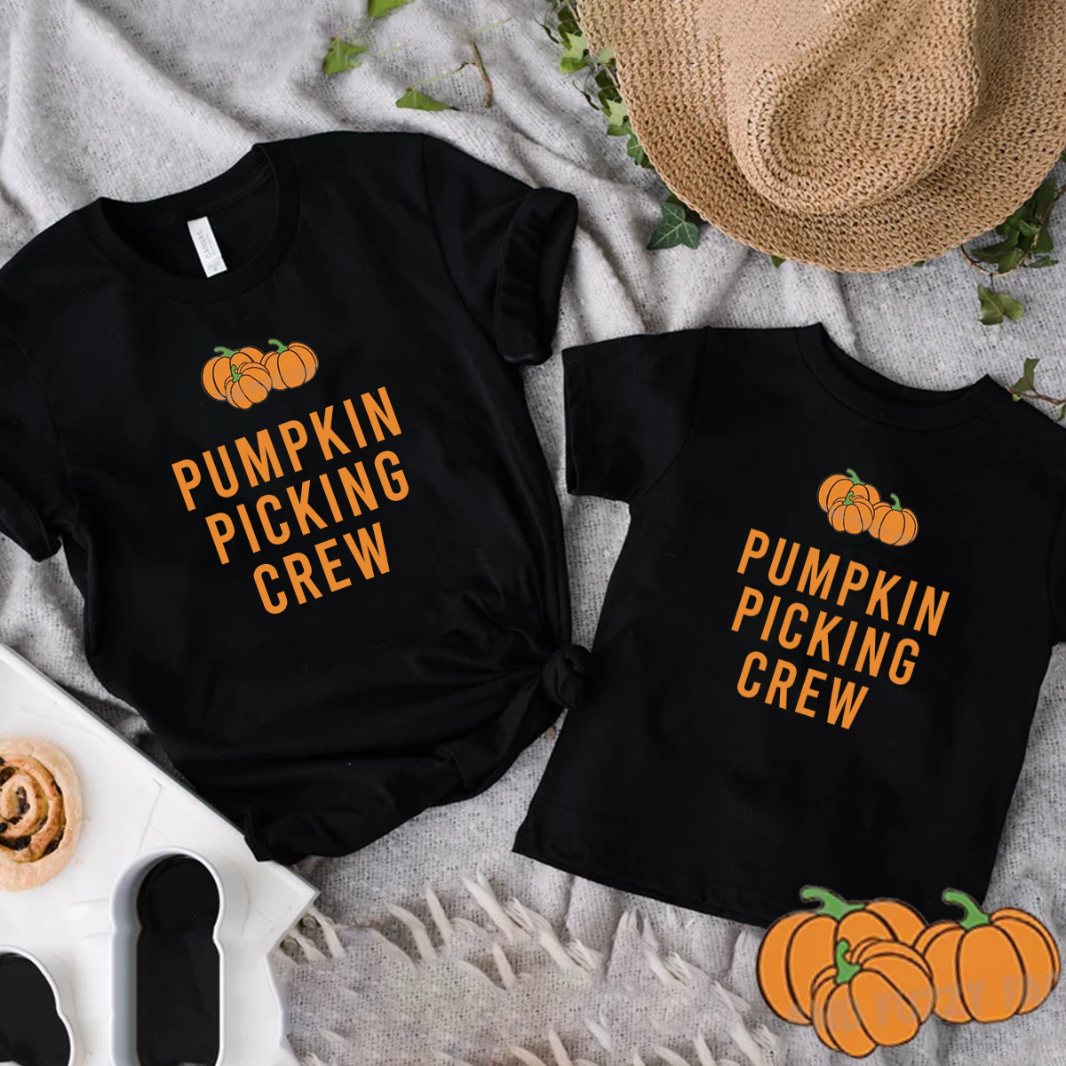 Pumpkin Picking Crew Twinning Shirts - personalisation optional