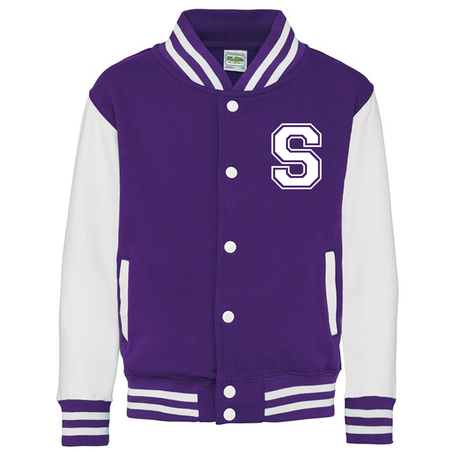 Purple & White Personalised Initial Varsity / Letterman Jacket - ShopMiniVIP