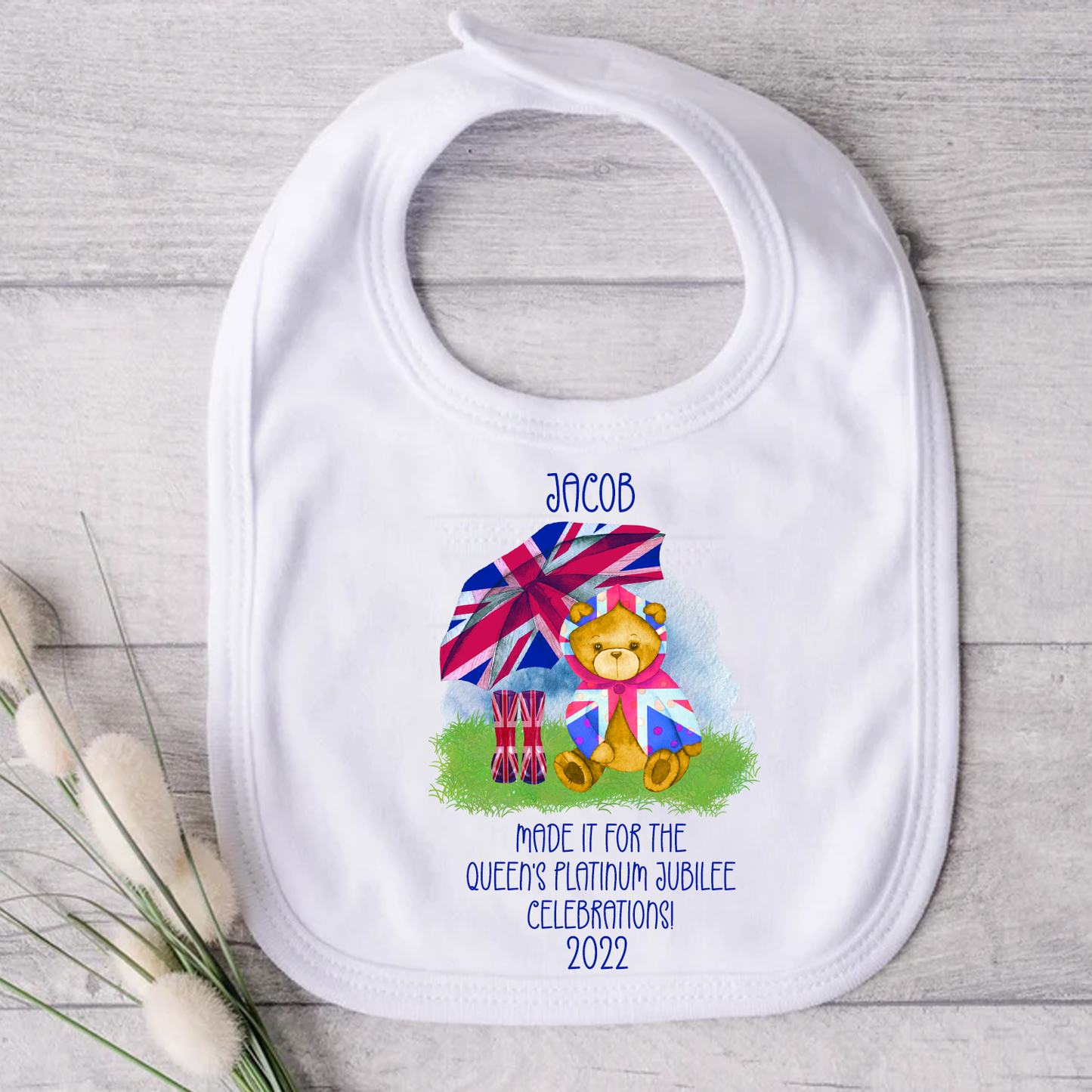 Personalised Baby Made it for the Queen's Jubilee Baby Bib