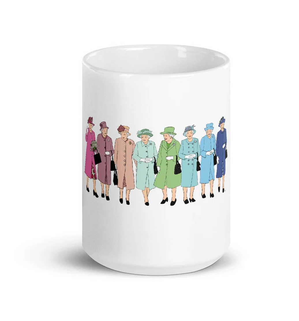 Rainbow Queen Elizabeth II Outfits Memorial Keepsake Mug