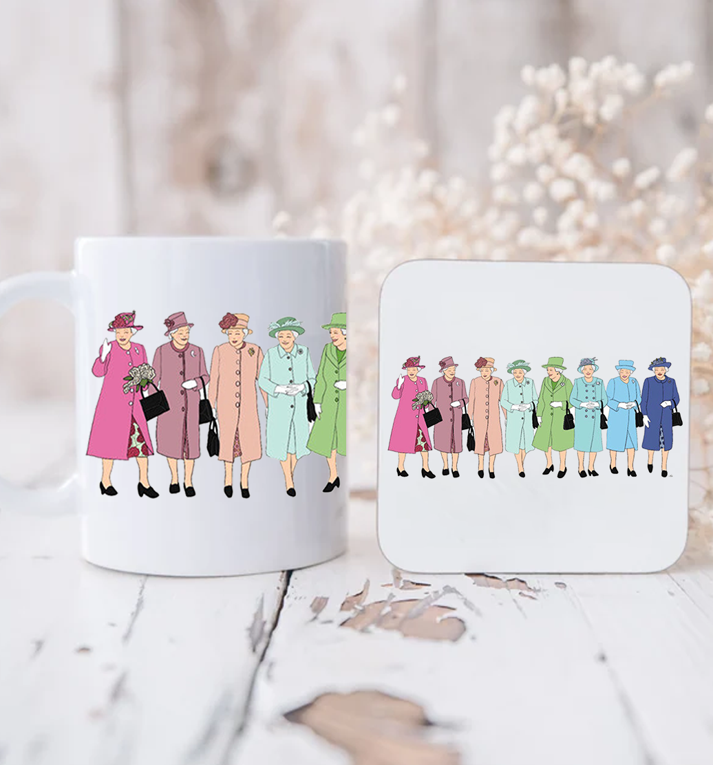 Rainbow Queen Elizabeth II Outfits Memorial Keepsake Mug