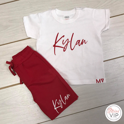 Stylistic Name - Red Shorts & White T-Shirt Summer Set