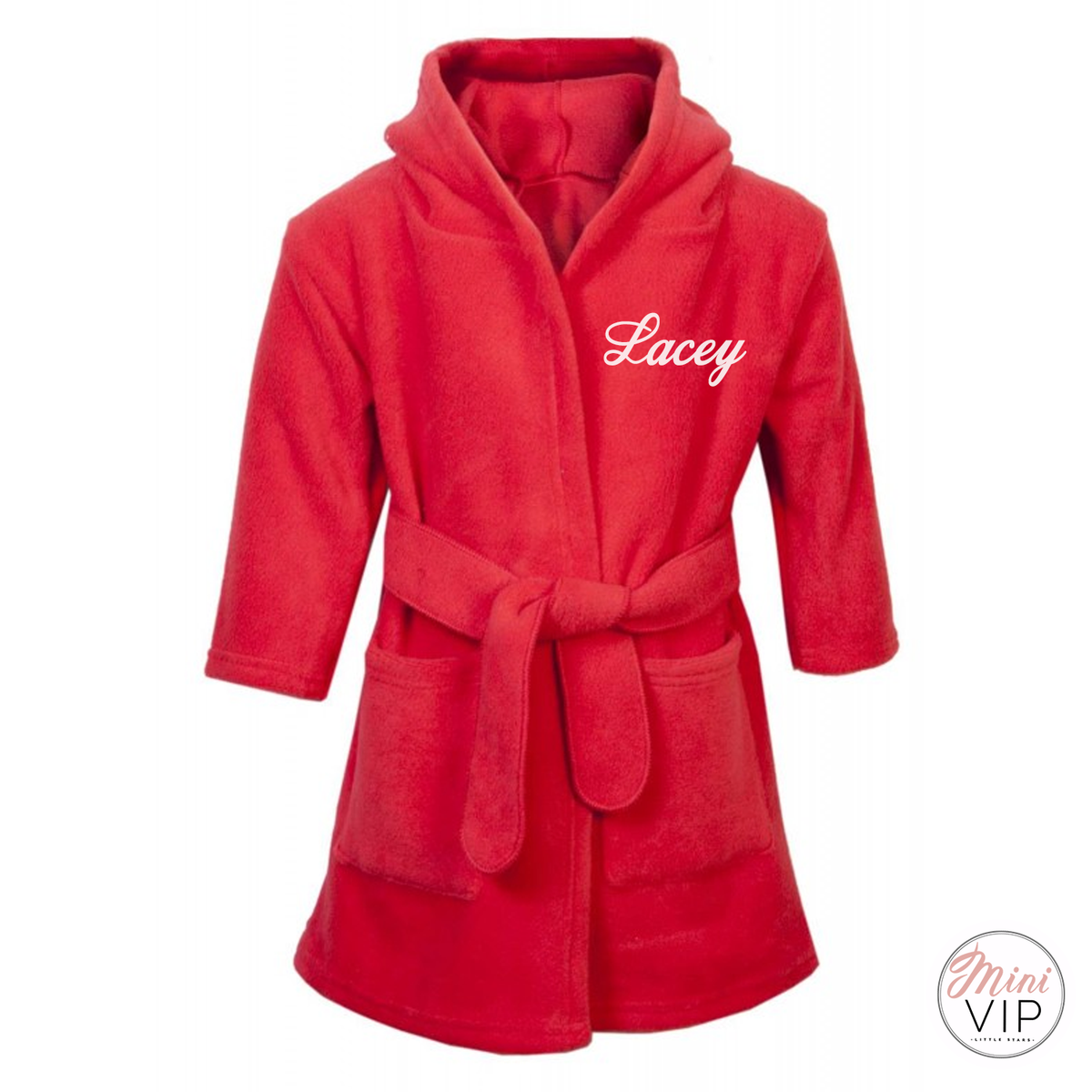 Red Personalised Fluffy Dressing Gown 6 months - 6 years