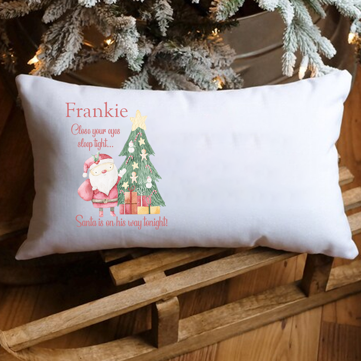 Personalised Sleep Tight Santa is on his way - Christmas Eve Pillowcase