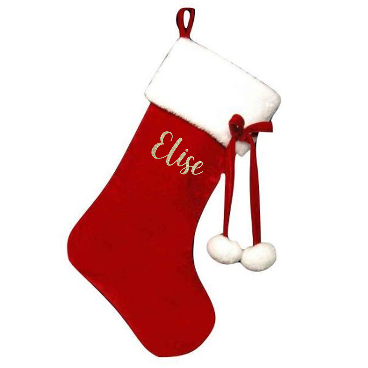 Red Deluxe Pom Pom Personalised Stocking