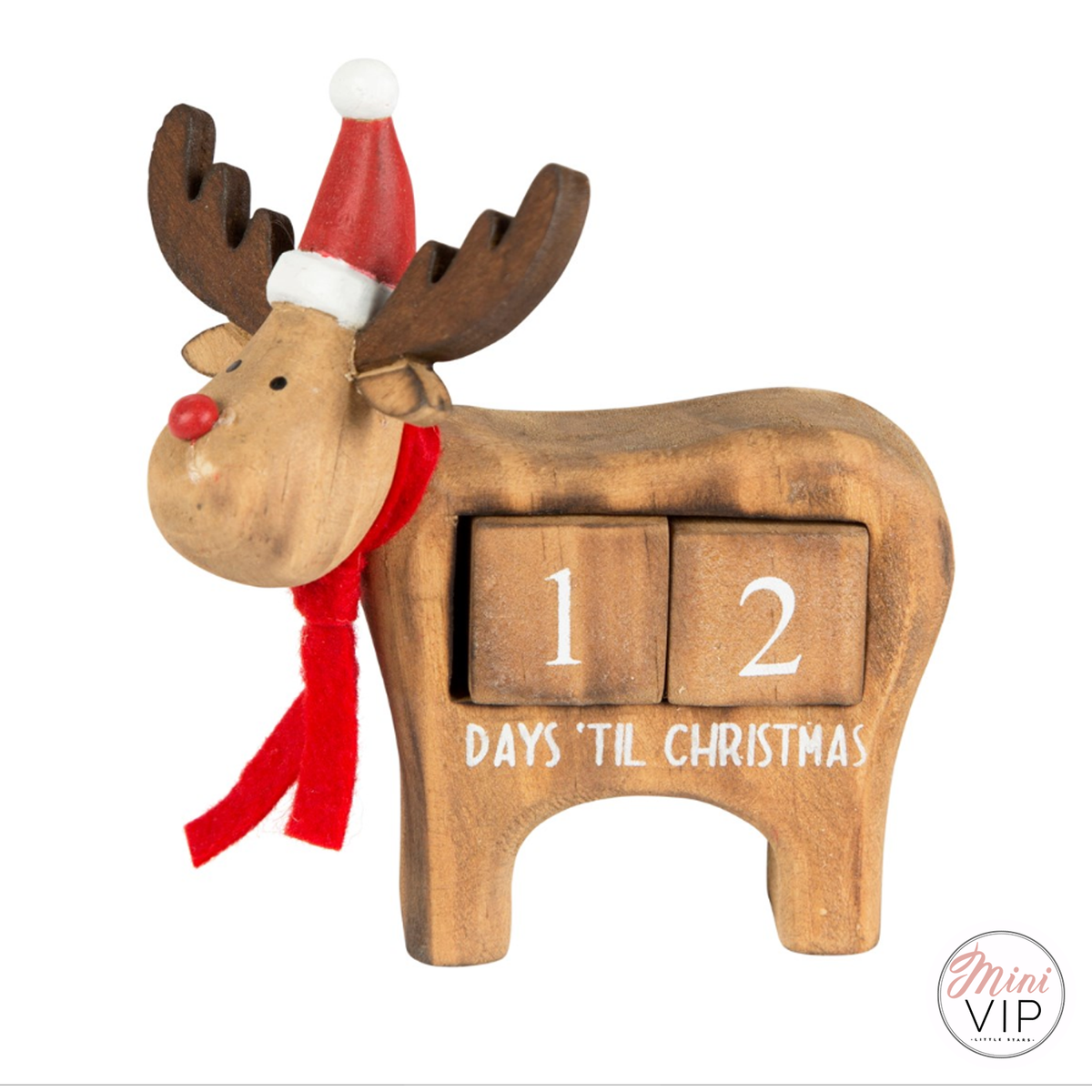 Wooden Reindeer Christmas Countdown Decoration