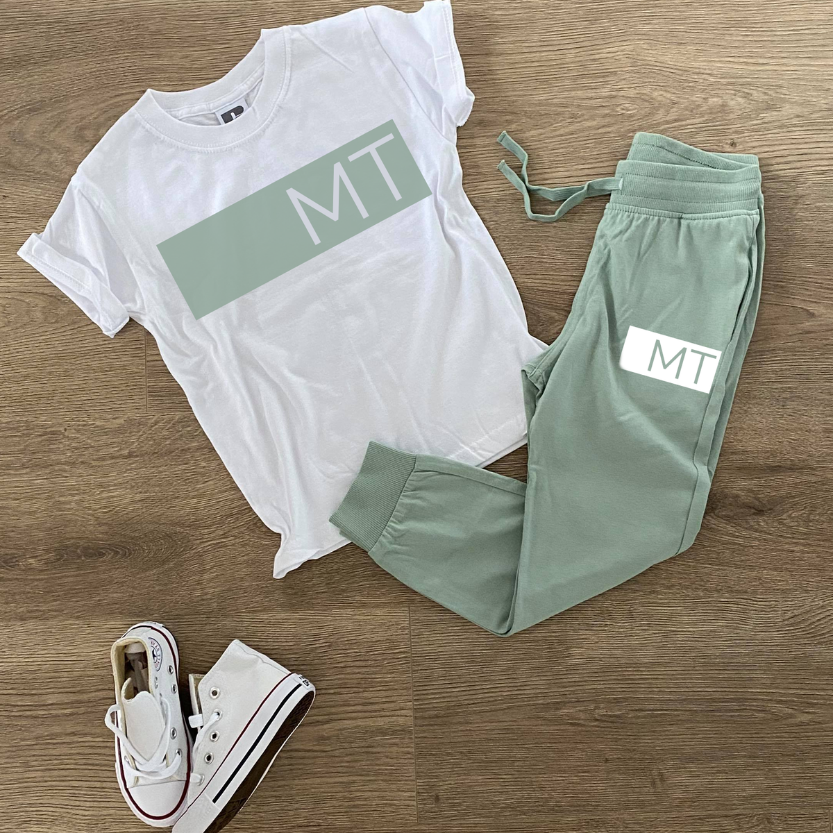 Block Initials Personalised Tracksuit Lounge Set - Summer Limited Edition - DUSTY GREEN