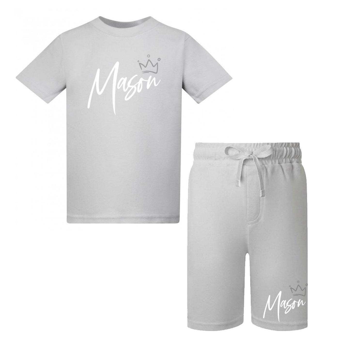 Grey Co-Ord Personalised Short & T-Shirt Set