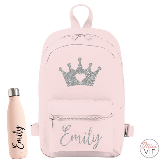 Personalised Glitter Crown Mini Back Pack - other bag colour options