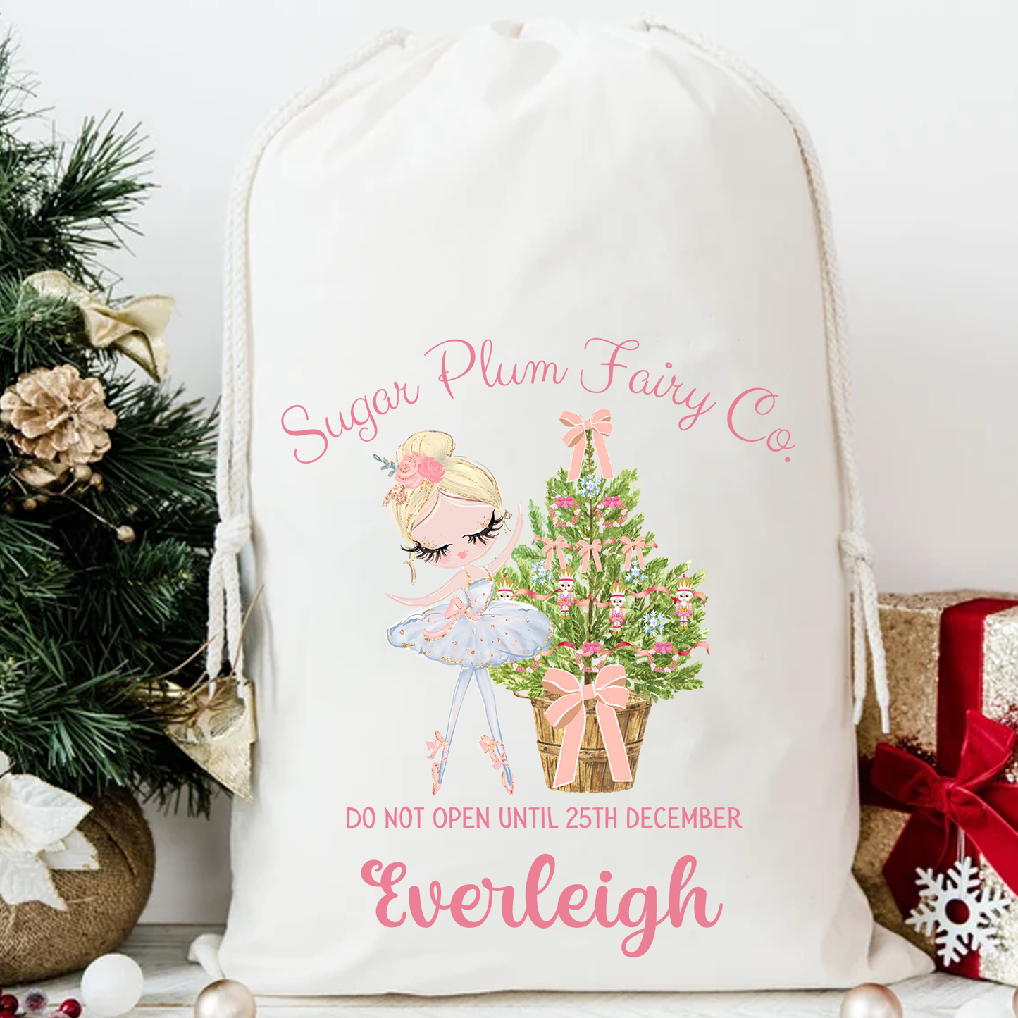 Sugar Plum Fairy Personalised Cotton Santa Sack