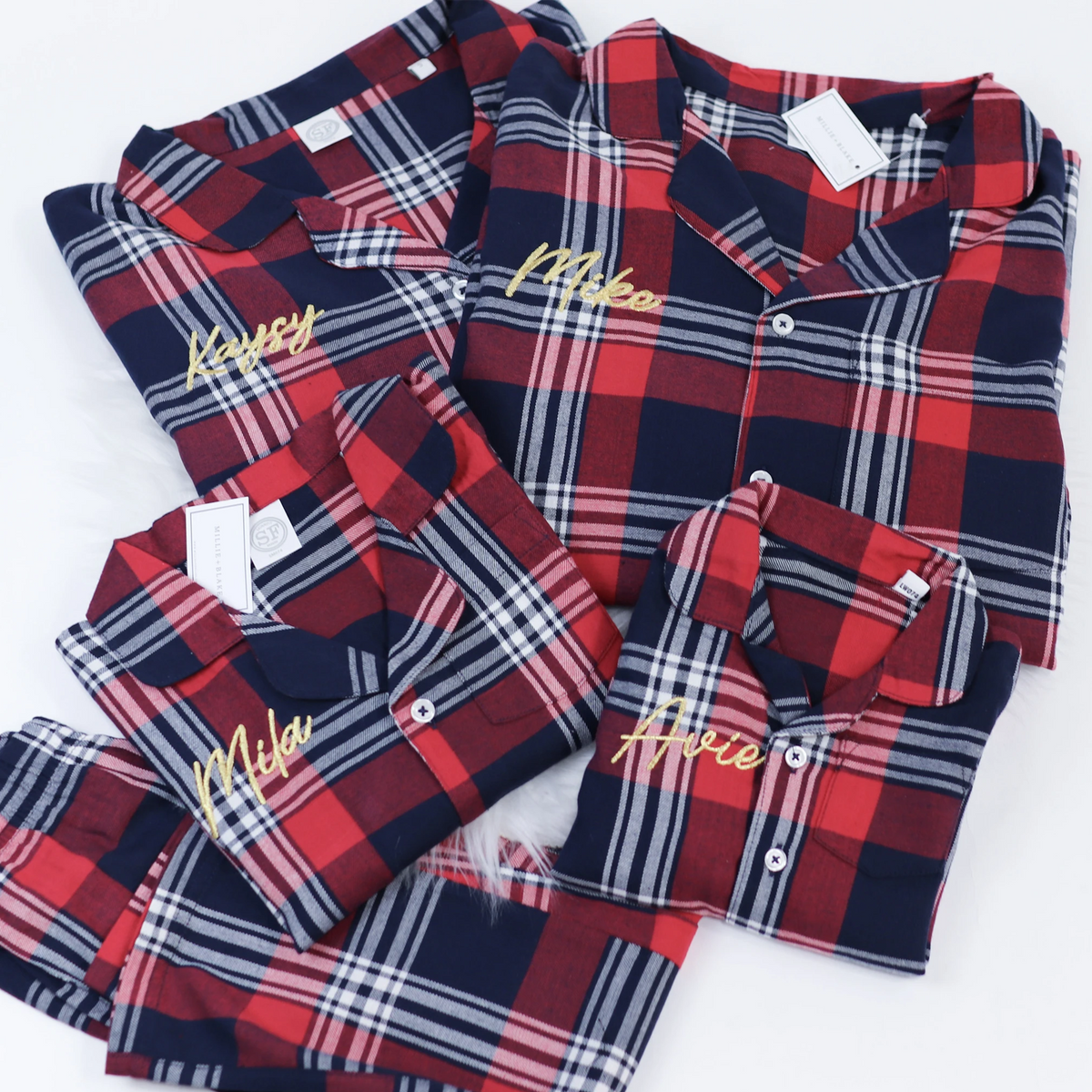 Embroidered Family Tartan Christmas Pyjamas PJs - Personalised