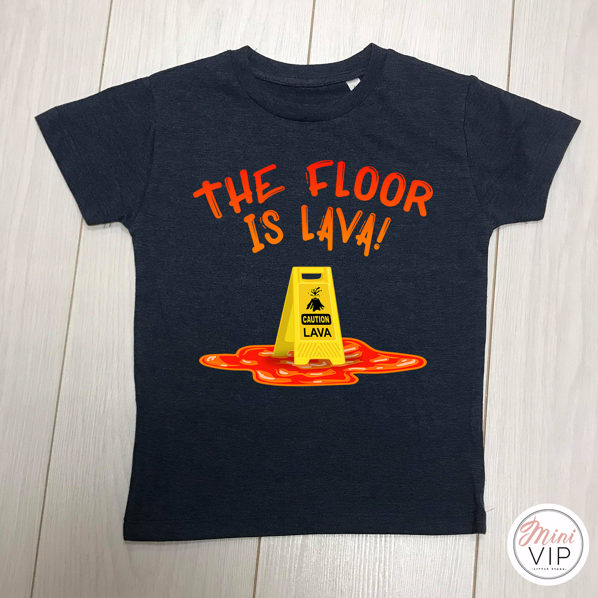 The floor is lava heather navy t-shirt