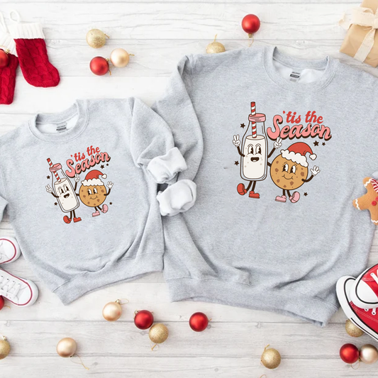 'Tis The Season - Milk & Cookies Festive Christmas Grey Sweatshirt