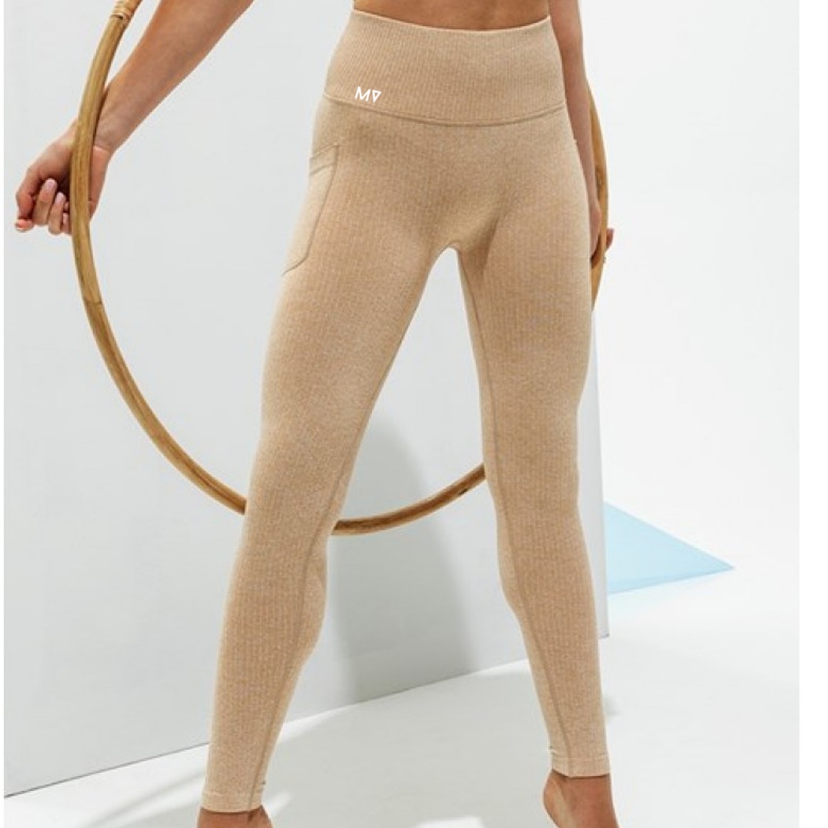 Ladies MV ribbed seamless 3D fit multi-sport leggings - Nude