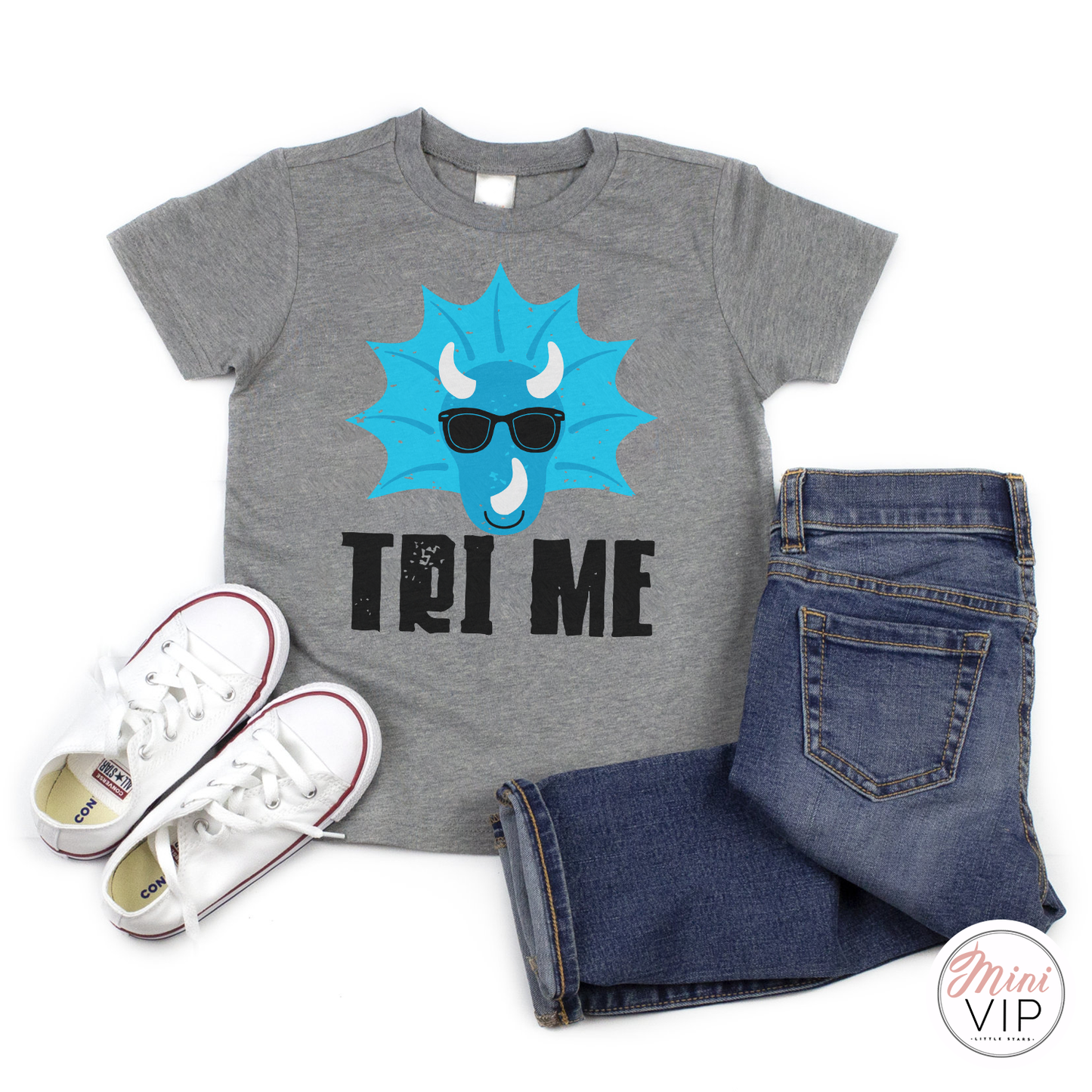 Tri Me Triceratops Dinosaur Grey t-shirt