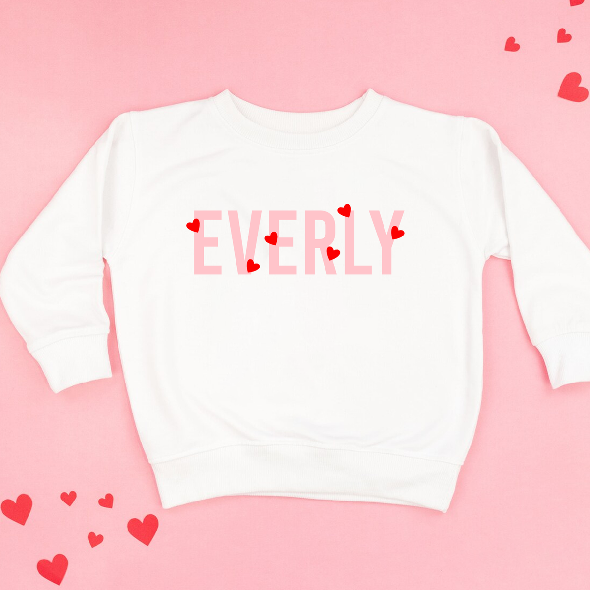 Personalised Name Mini Hearts White Sweatshirt - Valentines