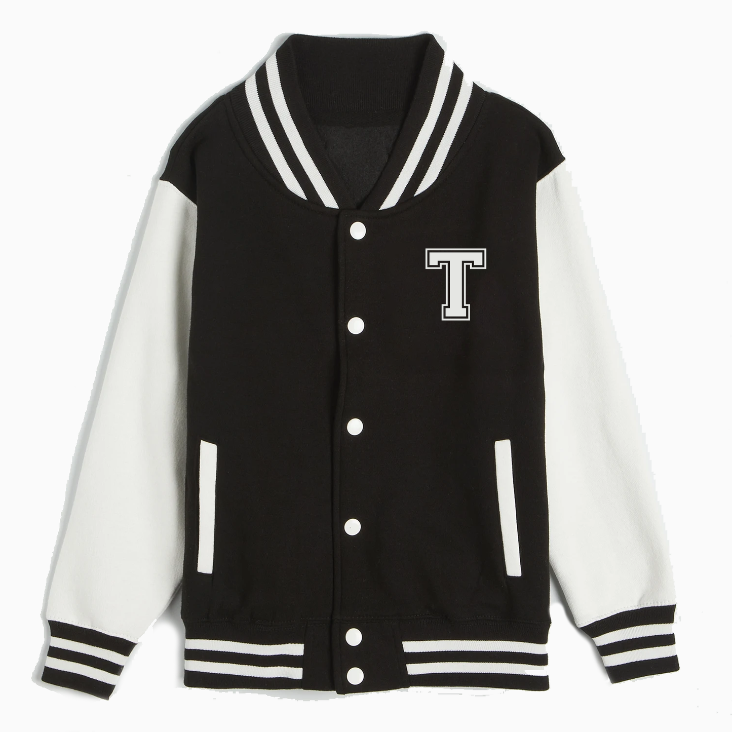 Black & White Personalised Initial Varsity / Letterman Jacket