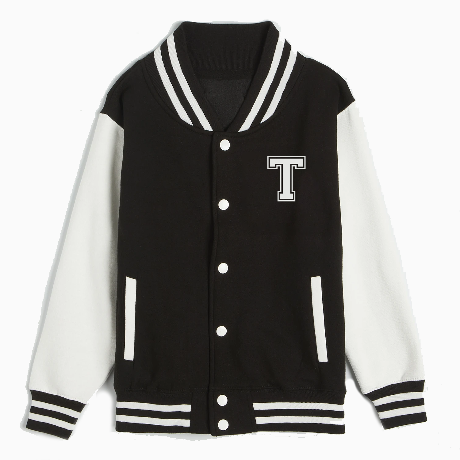 Letterman jacket black clearance and white