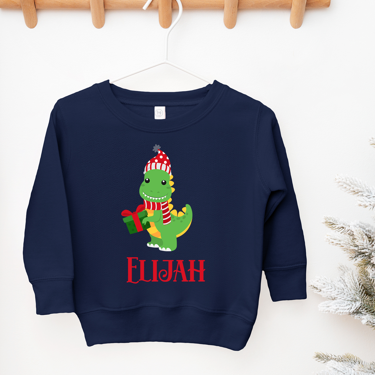 Personalised Christmas Dinosaur Navy Sweatshirt / Jumper